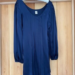 Abaete Blue Bishop Sleeve Scoop Neck Dress